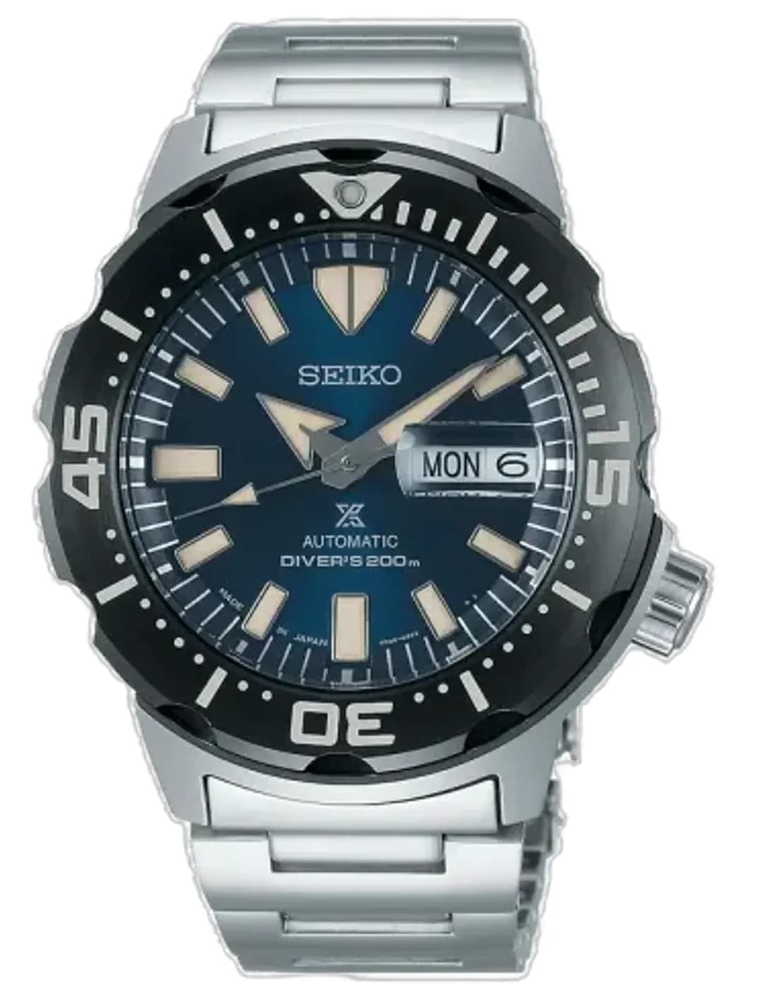 Seiko SRPD25K1 Prospex Monster Automatic Brushed Steel Blue Dial Watch