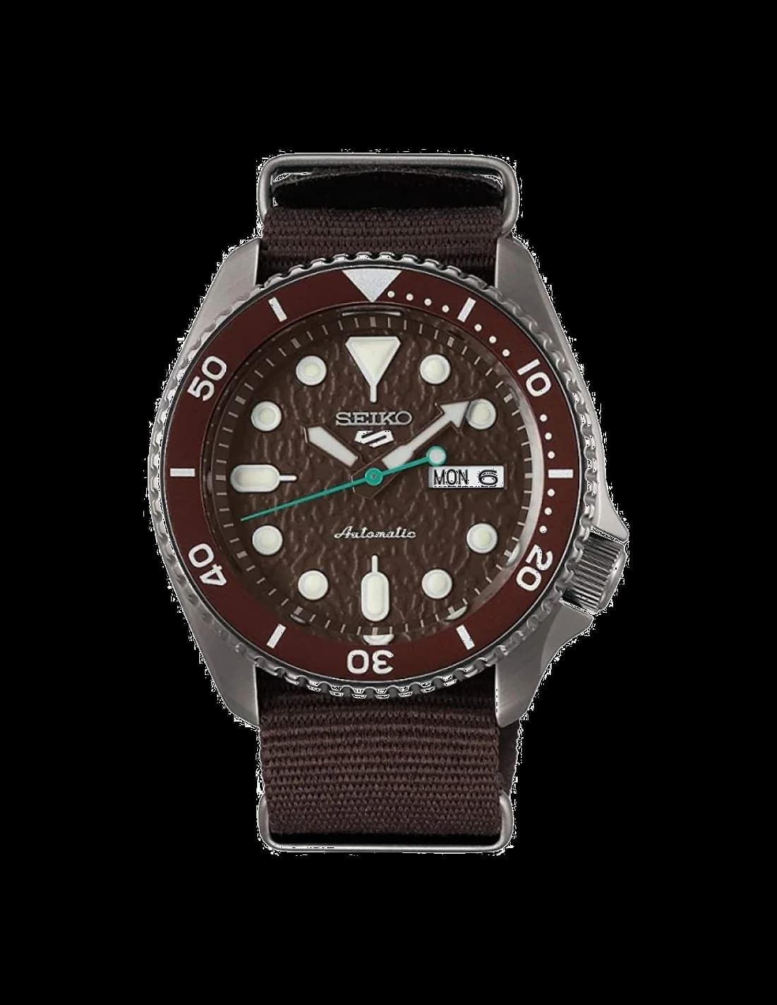Seiko SRPD85K1 montre homme, cadran marron, bracelet textile kaki