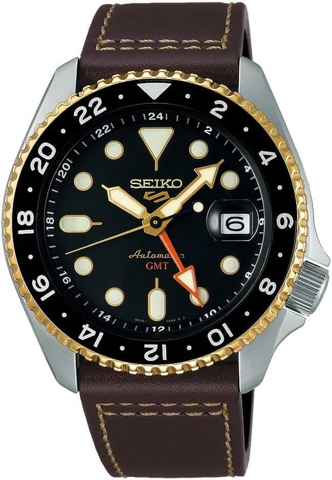 Seiko SSK036K1 montre homme, noir lunette bicolore sur bracelet acier 20mm