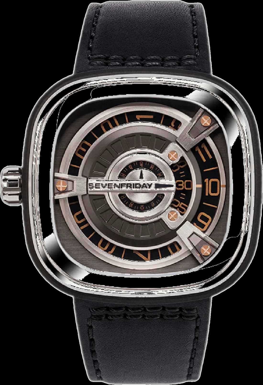 Sevenfriday M1/03 montre homme, cadran bicolore, boîtier acier poli