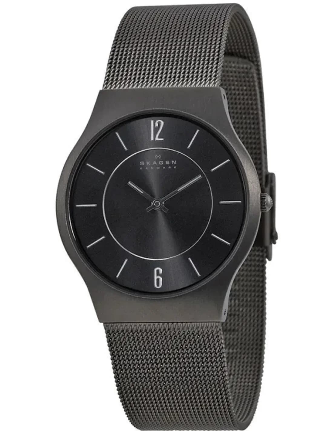 Skagen 233LTTM Black Titanium Watch with Milanese maille milanaise Strap