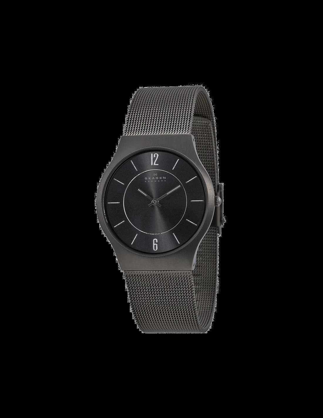 Skagen 233LTTM montre homme, cadran gris sur bracelet titane noir