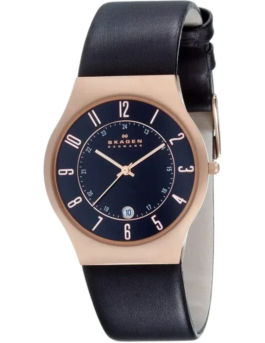 Men's Watch Skagen 233XXLRLB with Rose Gold Case and Leather Strap