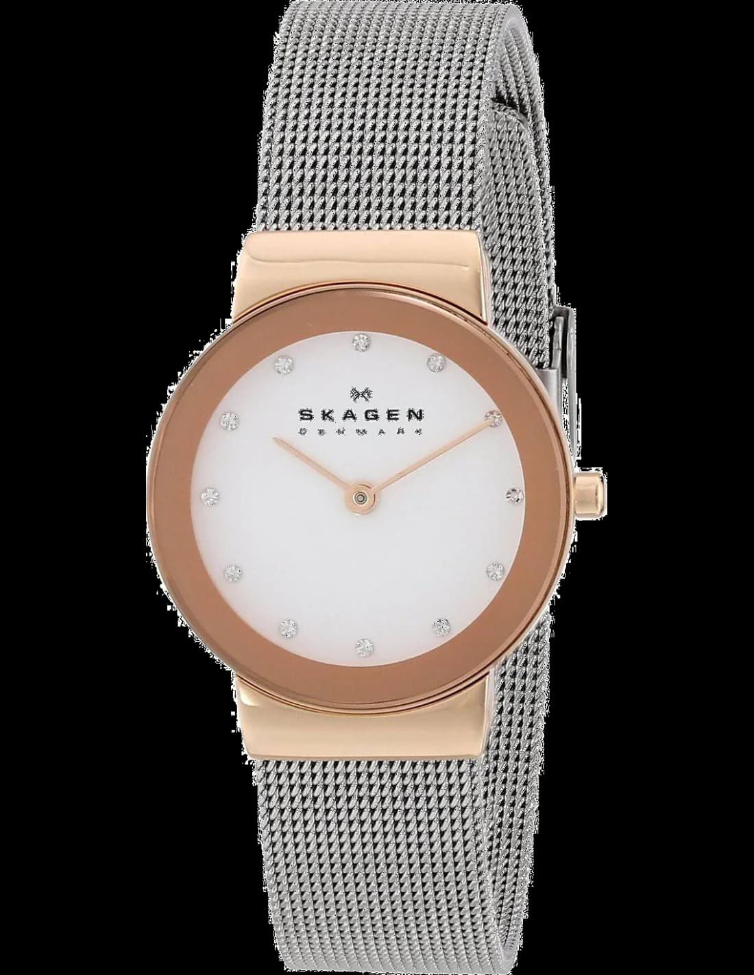 Skagen 358SRSC montre femme, cadran blanc, bracelet acier rose