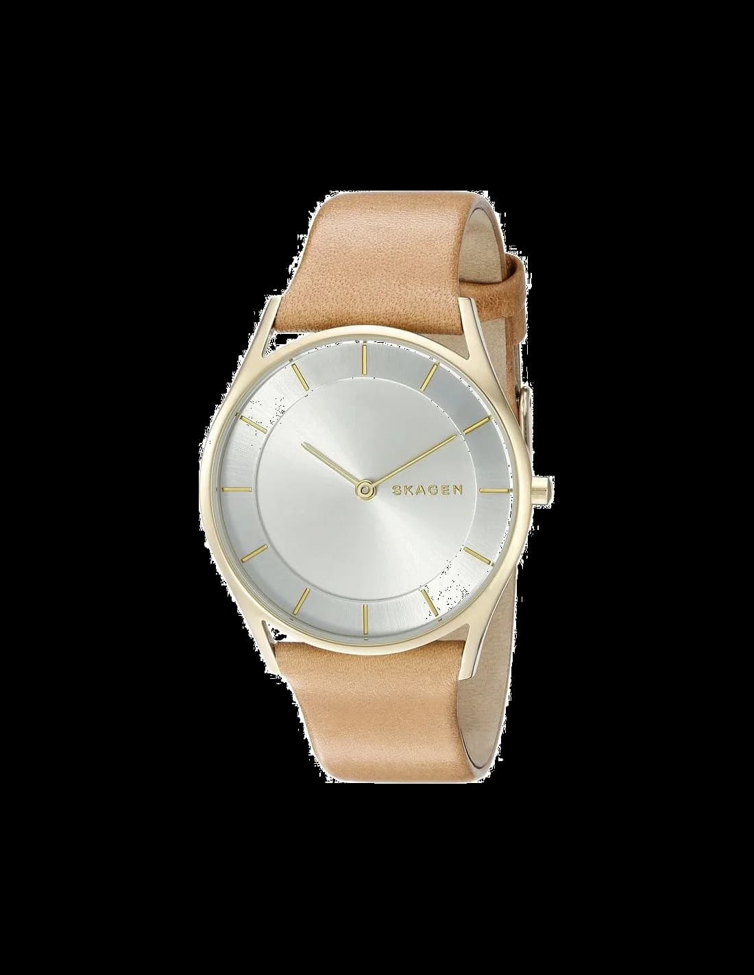 Skagen SKW2344 montre femme, cadran argent, bracelet cuir beige
