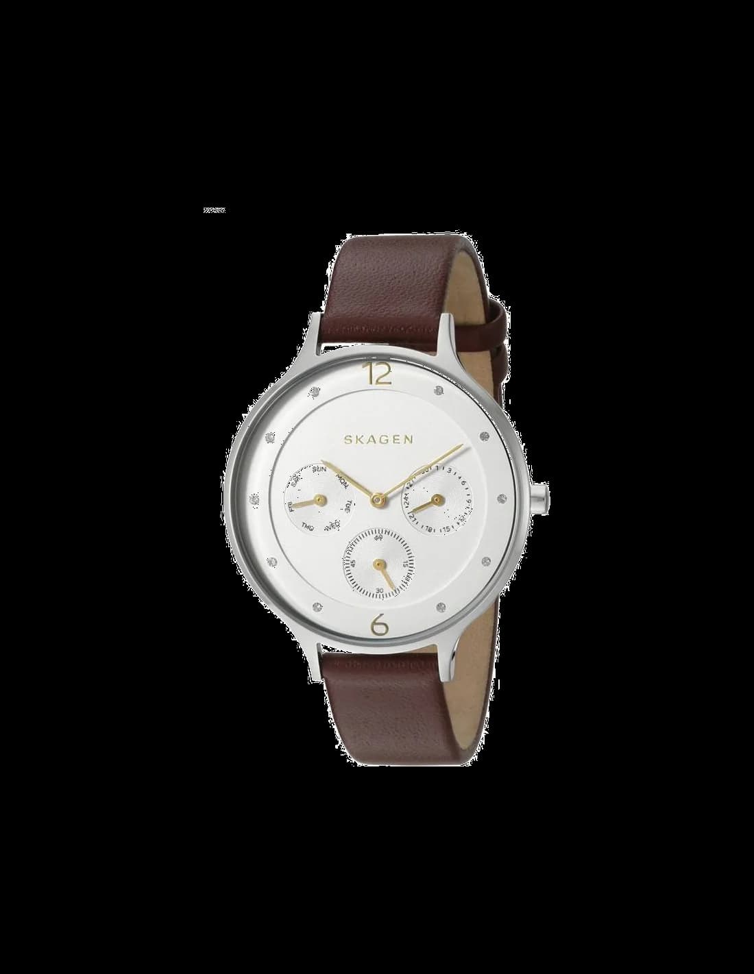 Skagen SKW2394 montre femme, cadran blanc épuré, bracelet cuir rouge