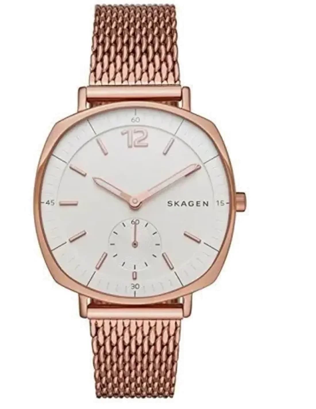 Women's Watch Skagen SKW2401 Rose Gold Cushion Case and Milanese maille milanaise