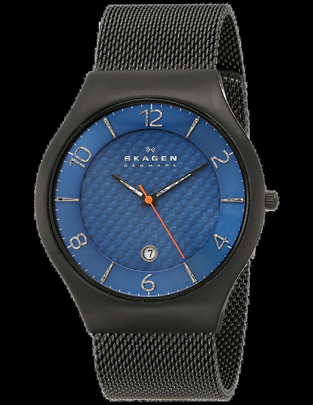 Skagen SKW6147 montre homme, cadran bleu, titane noir, maille milanaise