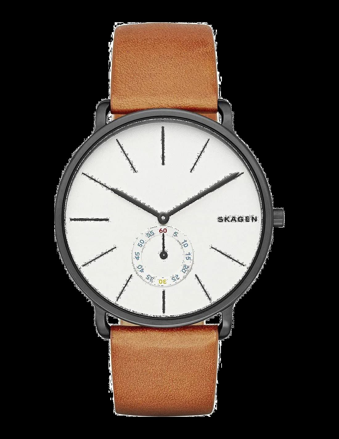 Skagen SKW6216 montre homme, cadran blanc, bracelet cuir marron