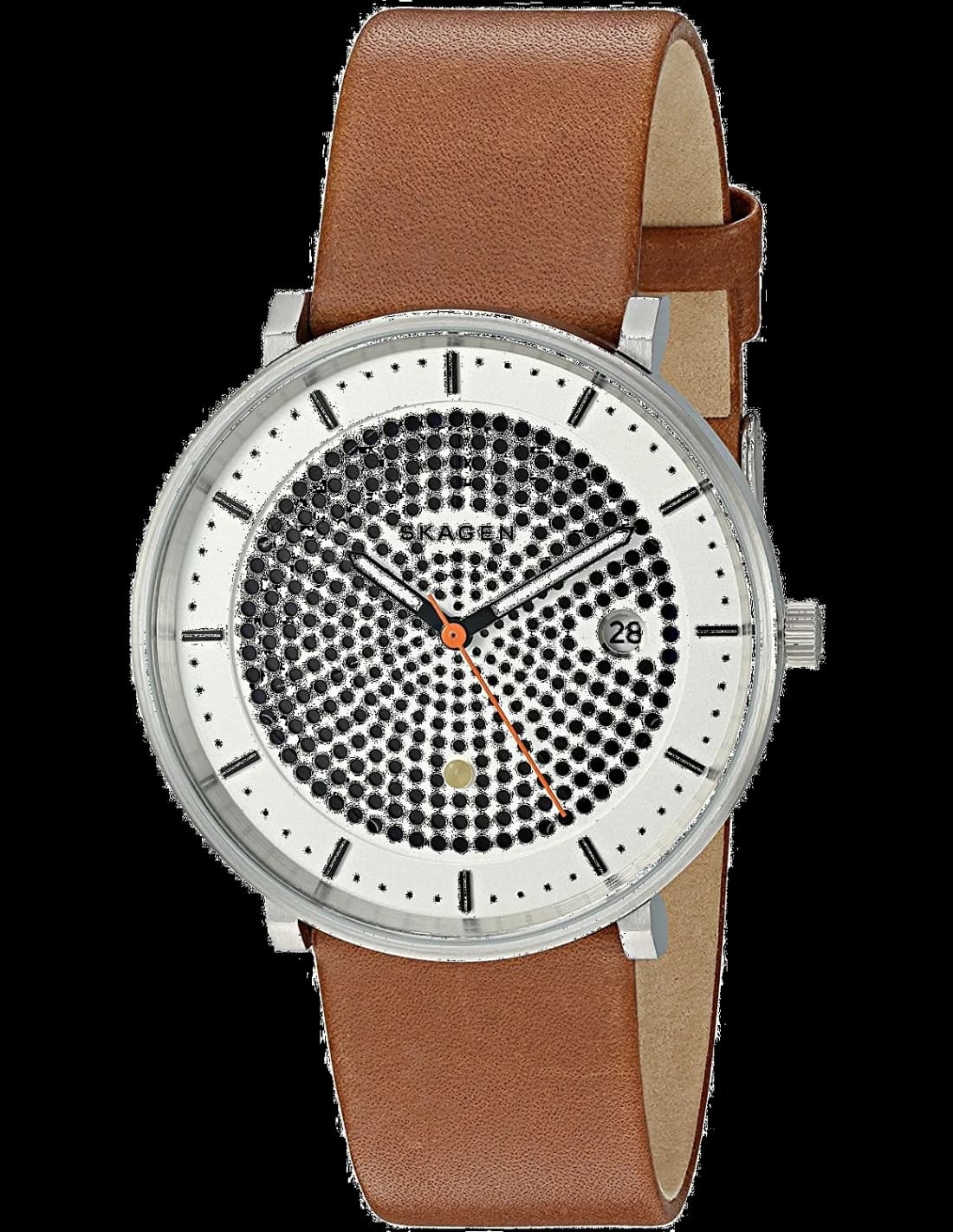 Skagen SKW6277 montre homme, cadran blanc, bracelet cuir marron