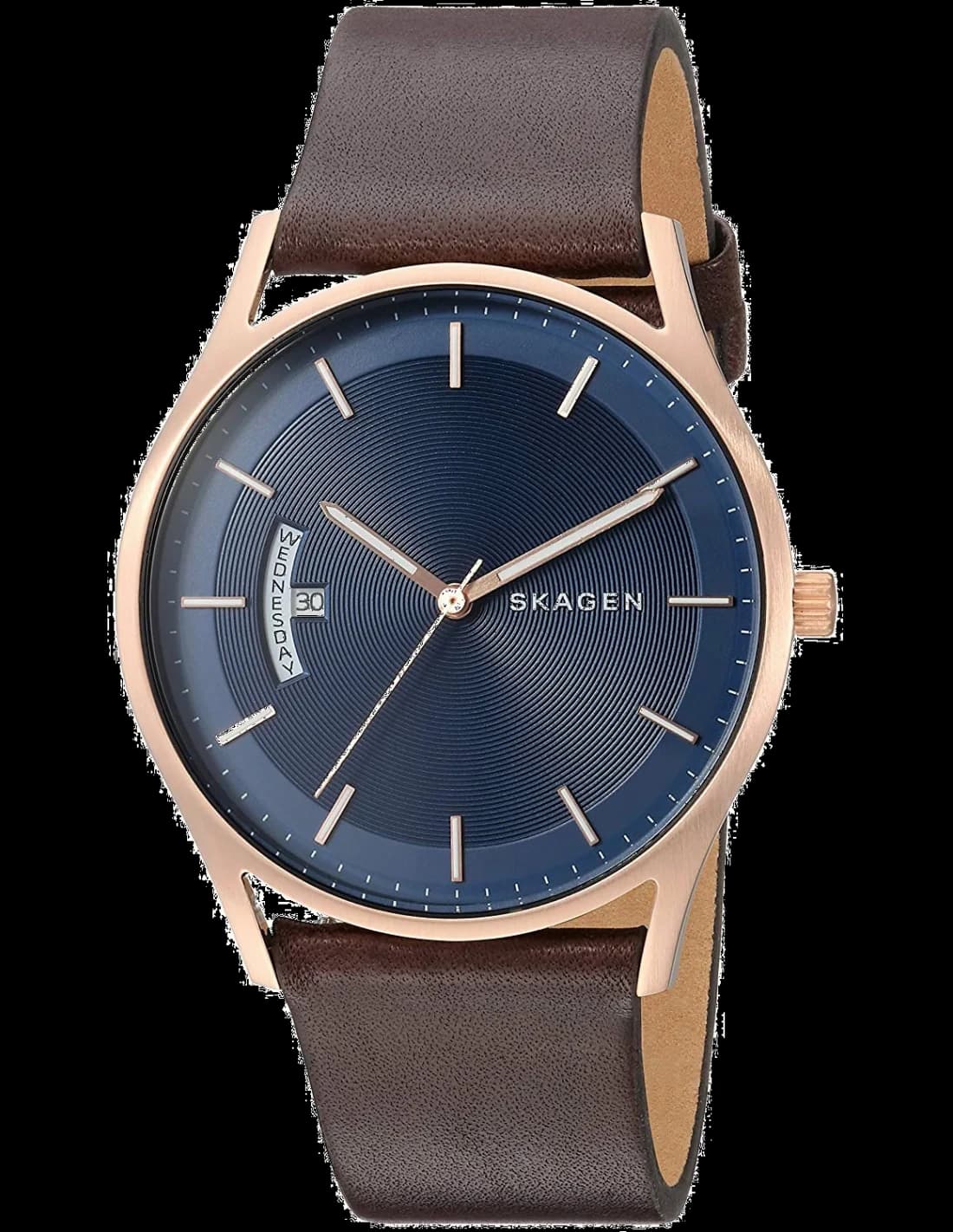 Skagen SKW6395 montre homme, style Holst cadran bleu bracelet marron