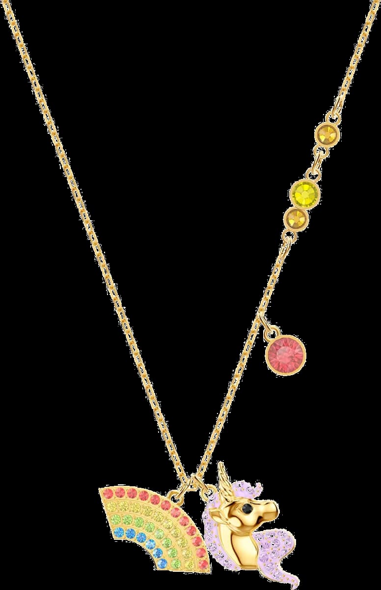 Swarovski 5468314 montre femme, Licorne arc en ciel plaqué or jaune avec cristaux