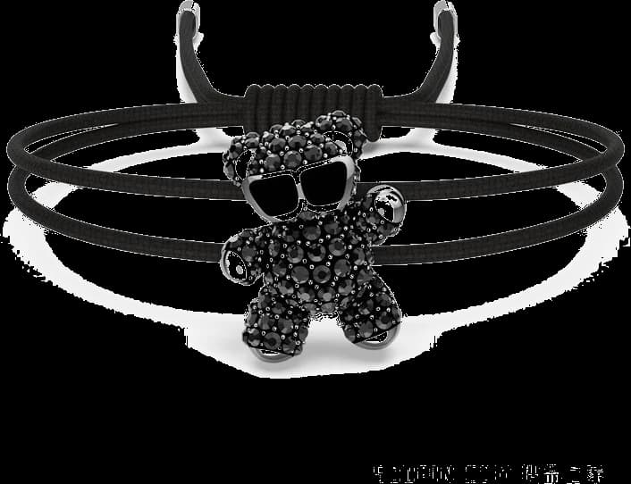 Swarovski 5599283 montre unisexe, teddy plaqué rhodium à cristaux noirs