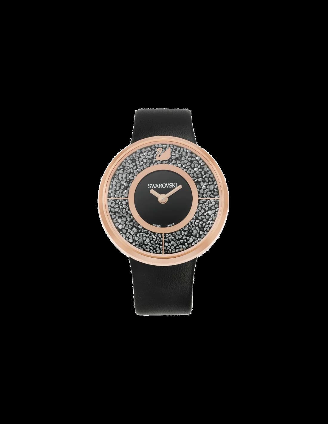 Swarovski 5045371 montre femme, cadran noir, bracelet cuir noir