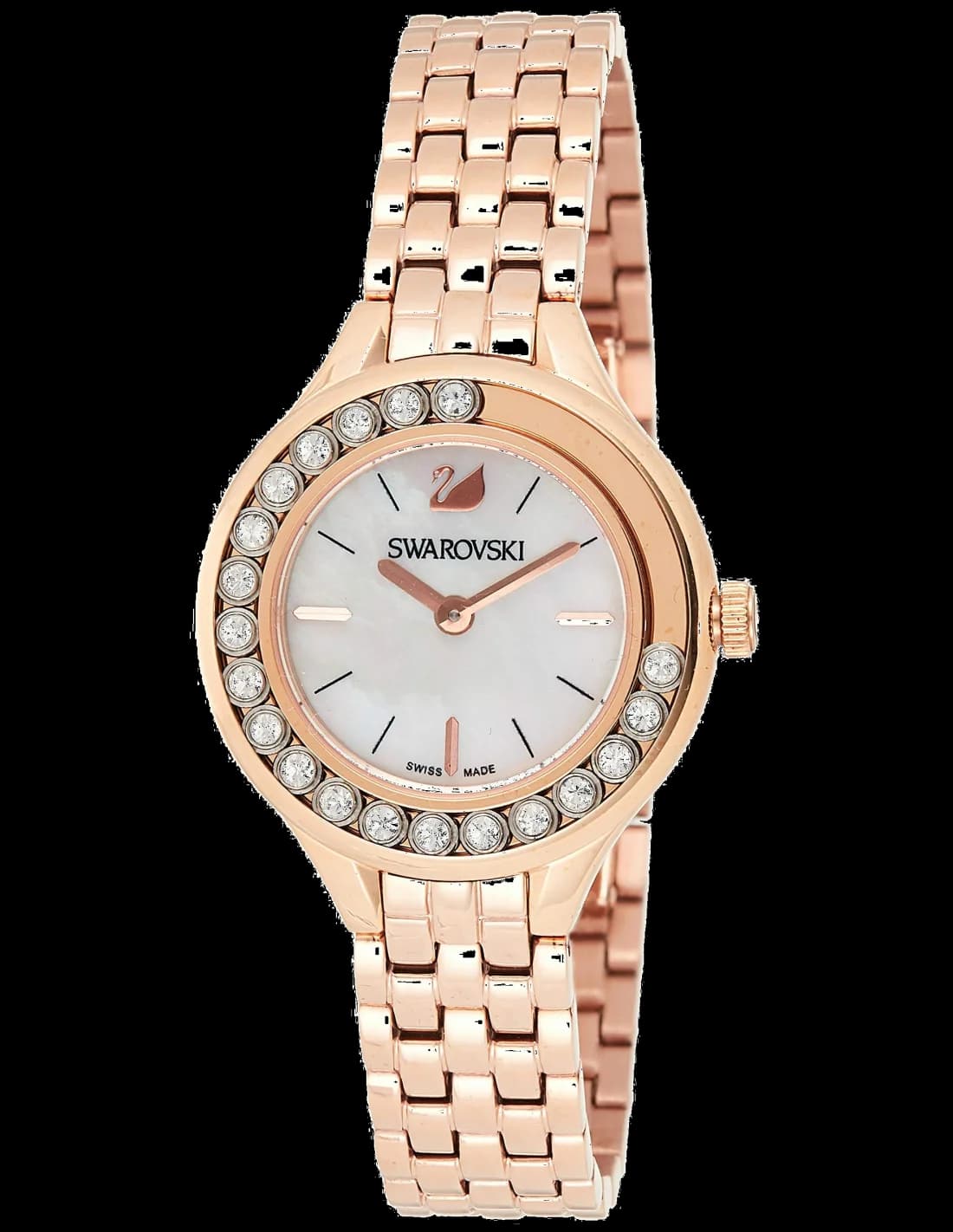 Swarovski 5261496 montre femme, cadran nacre, acier or rose cristaux mobiles