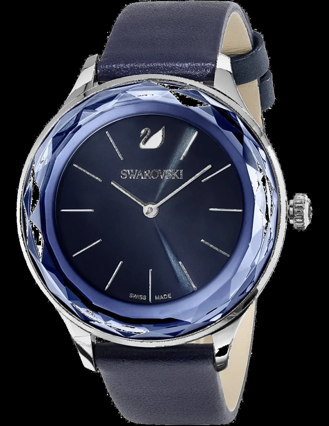 Swarovski 5295349 montre femme, cadran bleu, bracelet cuir