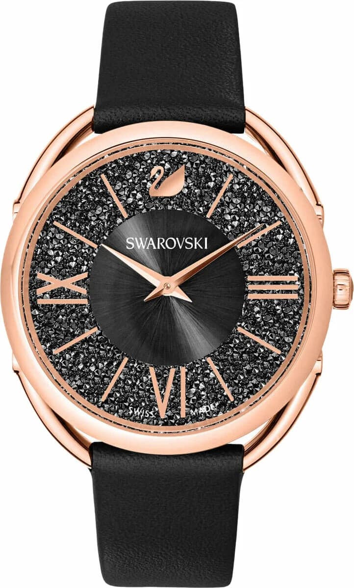 Swarovski 5452452 montre femme, Crystalline Glam cuir noir et or rose
