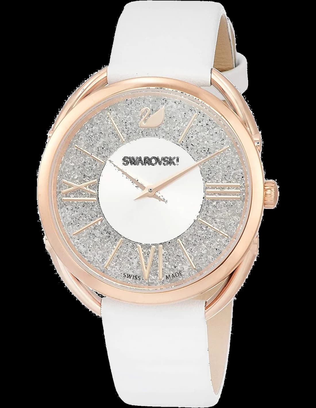 Swarovski 5452459 montre femme, cadran argent, bracelet cuir blanc