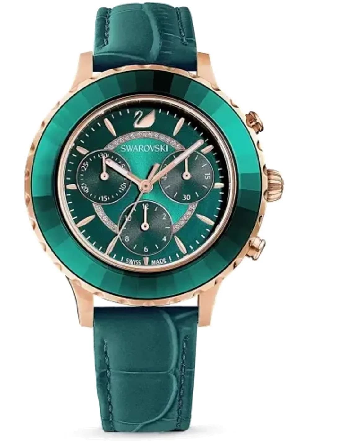 Swarovski 5452498 Octea Lux Emerald Green Chronograph Leather Watch