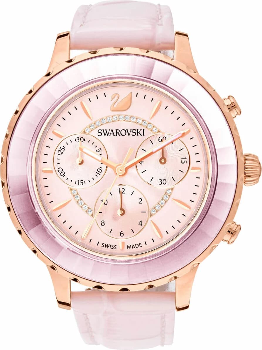 Swarovski 5452501 montre femme, cadran rose sur bracelet en cuir rose