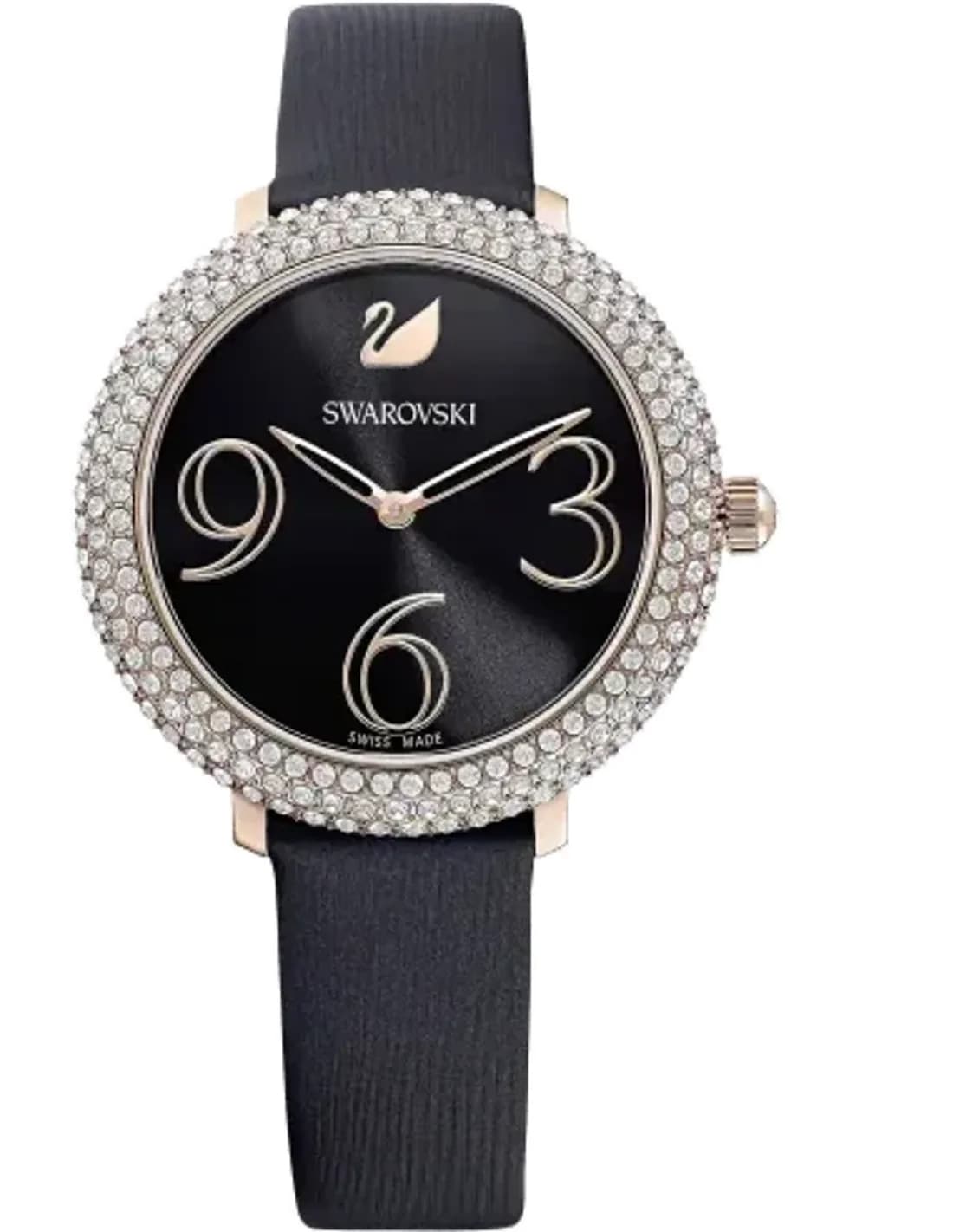 Montre Femme Swarovski Frost 5484058 cadran orné de brillants bracelet cuir noir