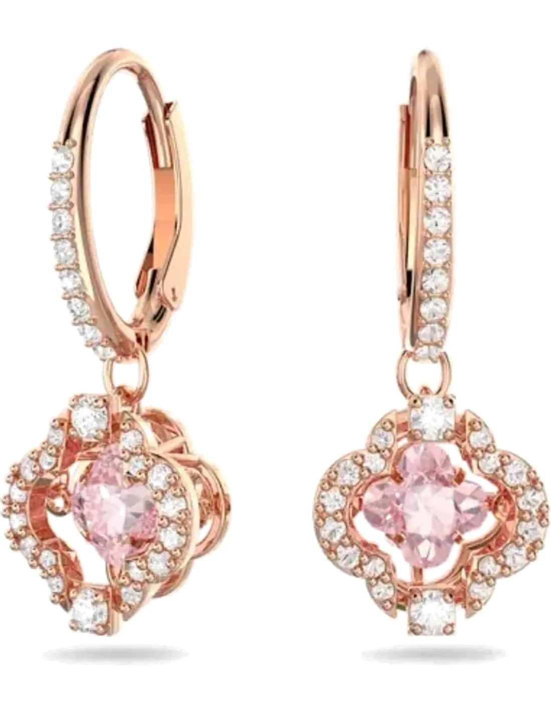 Swarovski 5516477 montre femme, boucles d'oreilles plaqué or rose cristaux blancs et roses