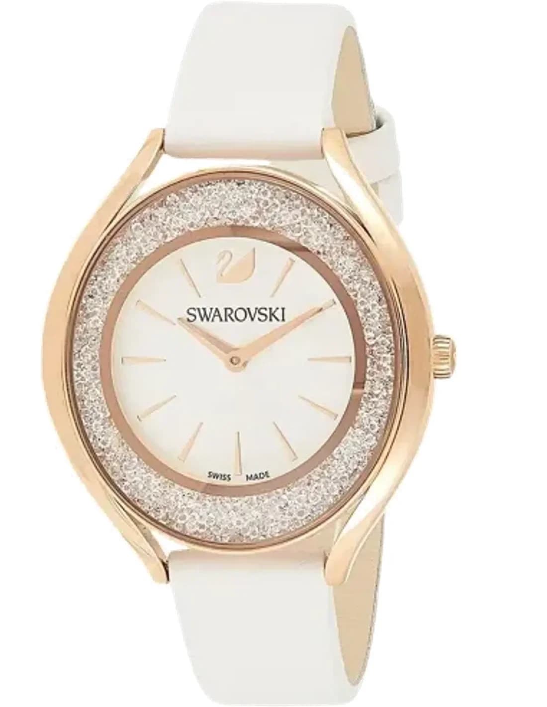Montre Femme Swarovski Crystalline Aura 5519453 bracelet cuir blanc