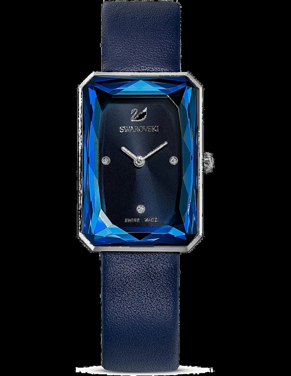 Swarovski 5547713 montre femme, rectangulaire bleu avec bracelet cuir