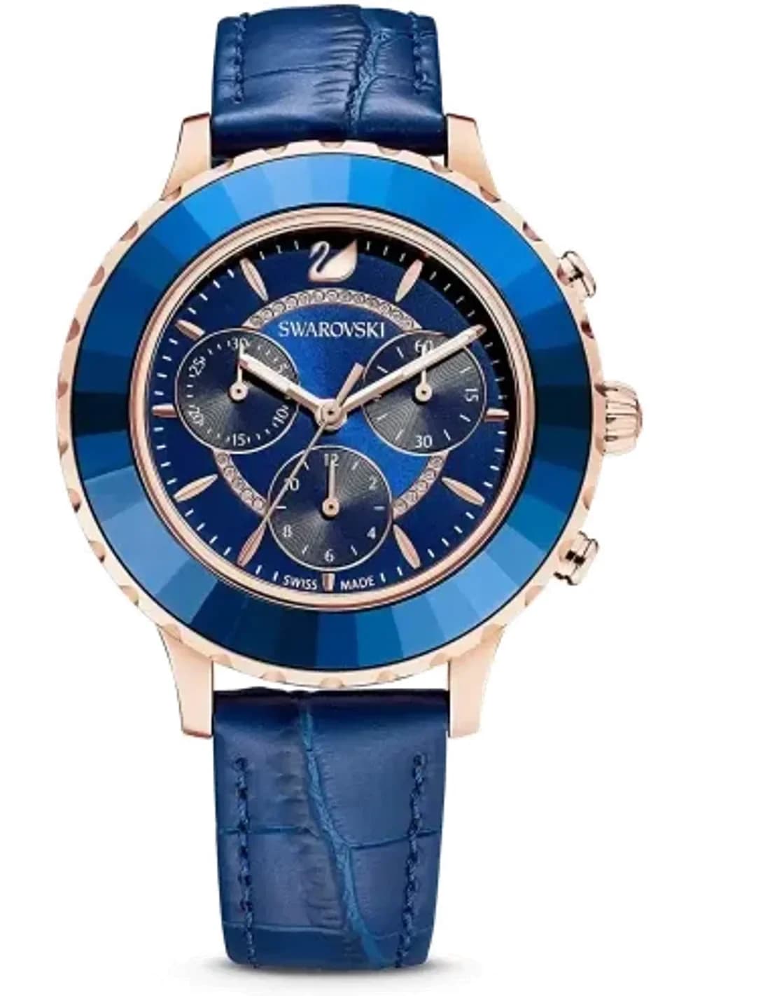 Swarovski 5563480 Octea Lux Chrono Blue Leather Strap Watch