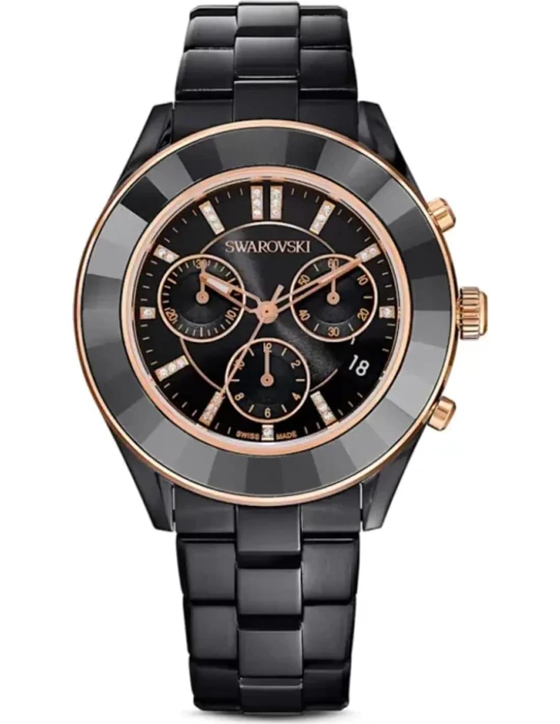 Montre Swarovski Octea Lux Sport 5610472 chronomètre bracelet métal noir