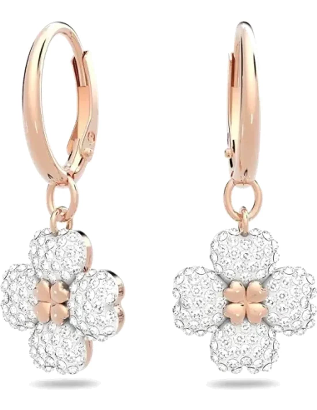 Swarovski 5636517 montre femme, Boucles d'oreilles fleur cristaux blancs plaqué or rose