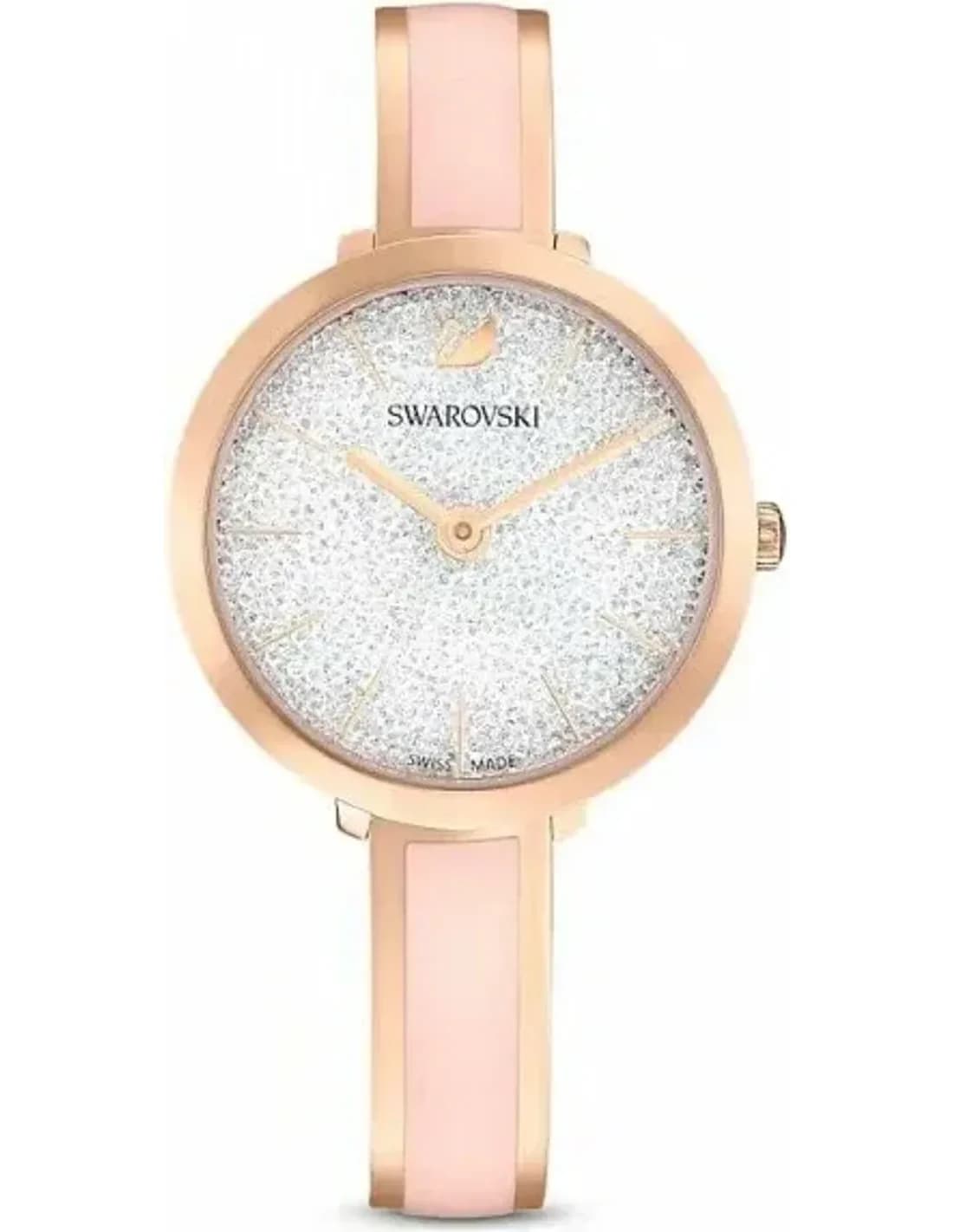 Swarovski 5642221 montre femme, au cadran blanc et boîtier acier rose