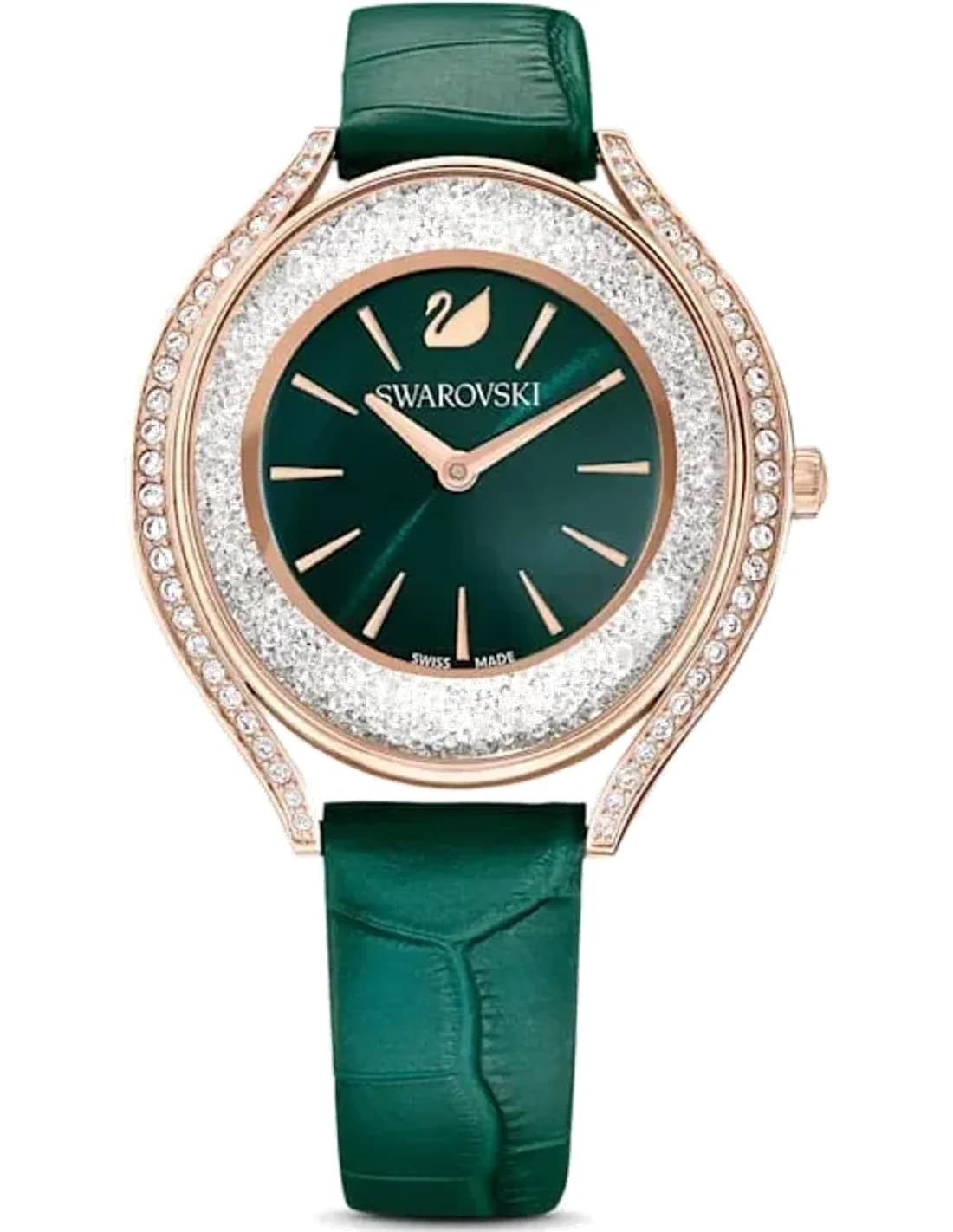 Swarovski 5644078 montre femme, cadran vert, bracelet cuir