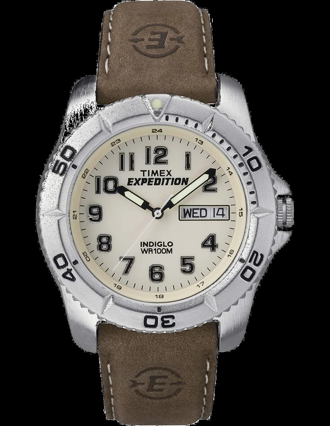 Timex T46681D7 montre homme, cadran noir, bracelet cuir marron