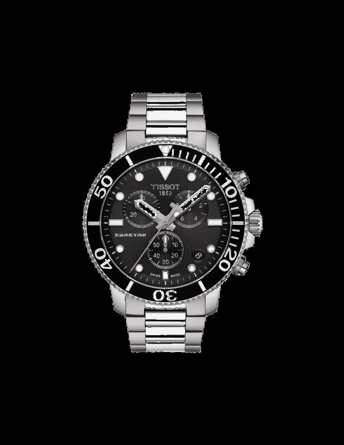 Tissot T1204171105100 montre homme, cadran noir sur bracelet acier brossé