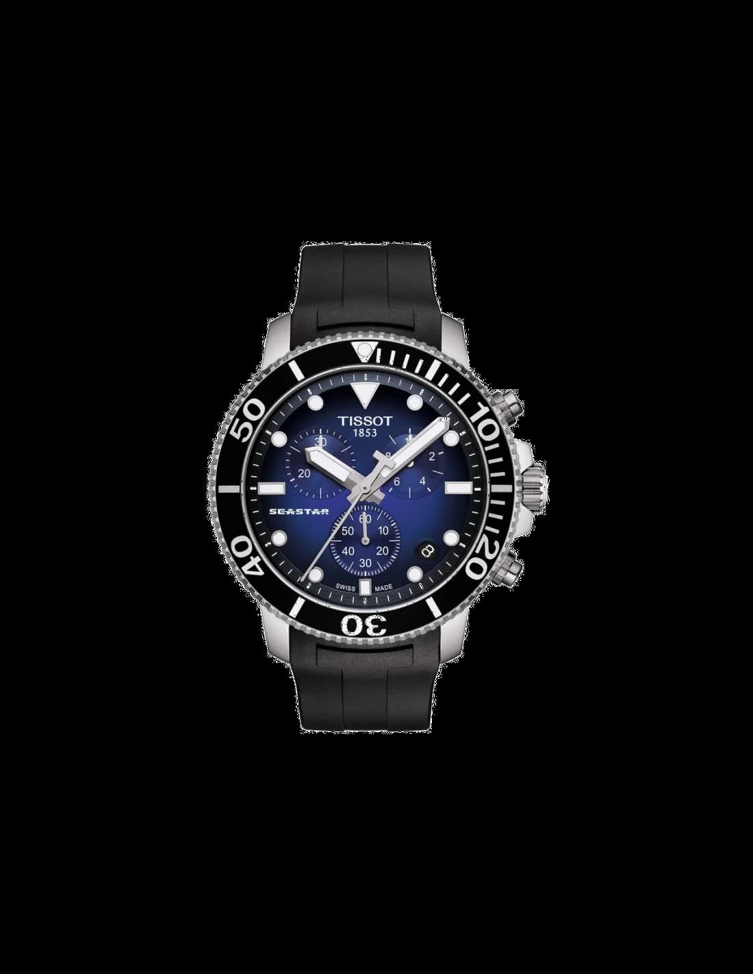 Tissot T1204171704100 montre homme, cadran bleu sur bracelet silicone noir