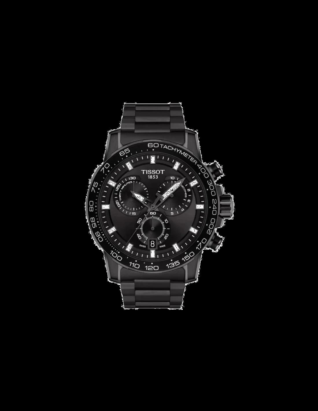Tissot T1256173305100 montre homme, cadran noir sur bracelet acier 45,5mm