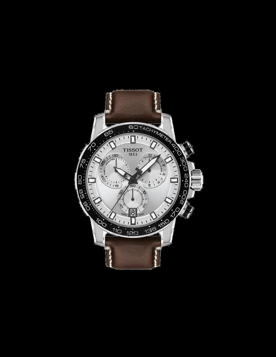 Tissot T1256171603100 montre homme, cadran gris, bracelet cuir marron