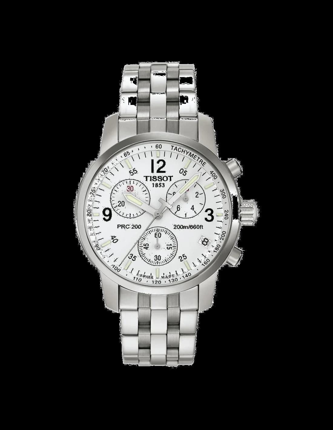 Tissot T17158632 montre homme, chronographe au cadran blanc sur acier