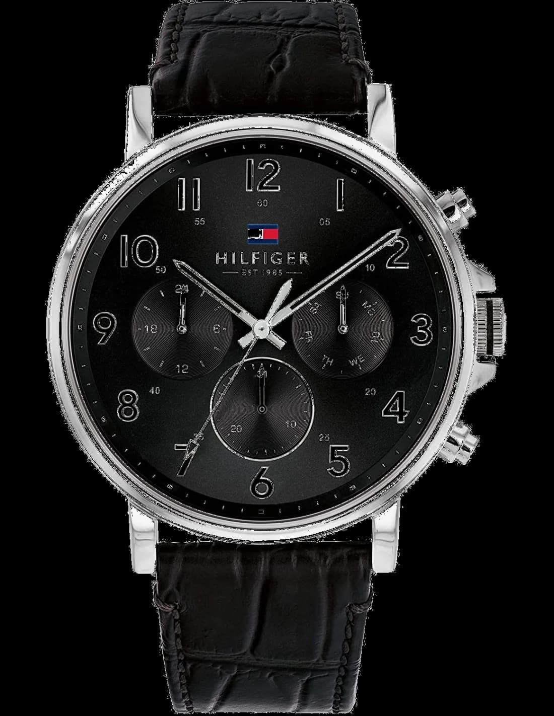 Tommy Hilfiger 1710381 montre homme, cadran noir, bracelet cuir texturé