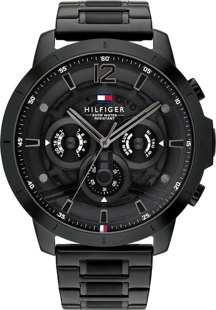 Tommy Hilfiger 1710494 montre homme, luca acier noir cadran multifonctions