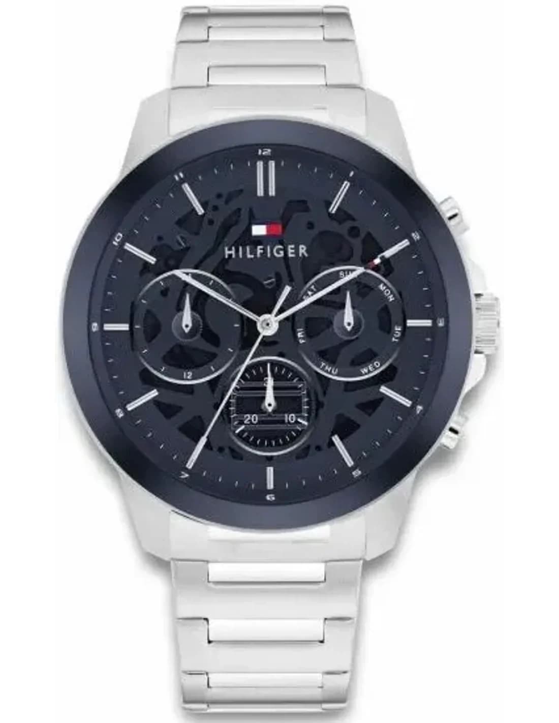 Tommy Hilfiger 1710684 montre homme, cadran bleu, bracelet acier argenté