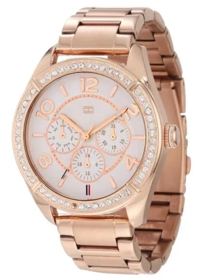 Tommy Hilfiger 1781254 montre femme, cadran blanc et bracelet acier or rose