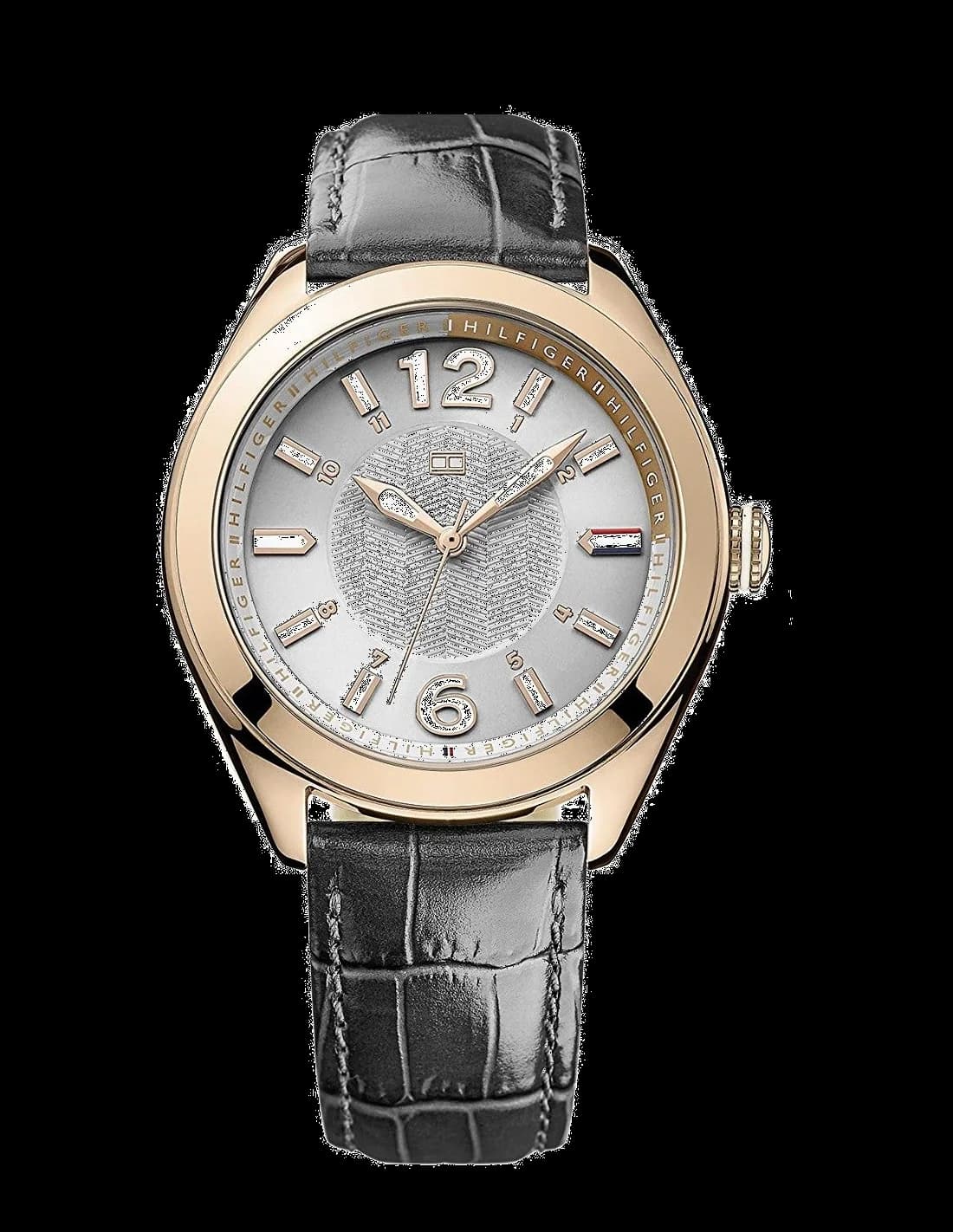 Tommy Hilfiger 1781365 montre femme, cadran gris moderne, bracelet cuir noir élégant