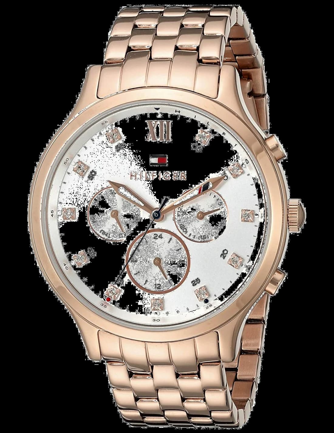 Tommy Hilfiger 1781611 montre femme, cadran argent sur bracelet acier or rose