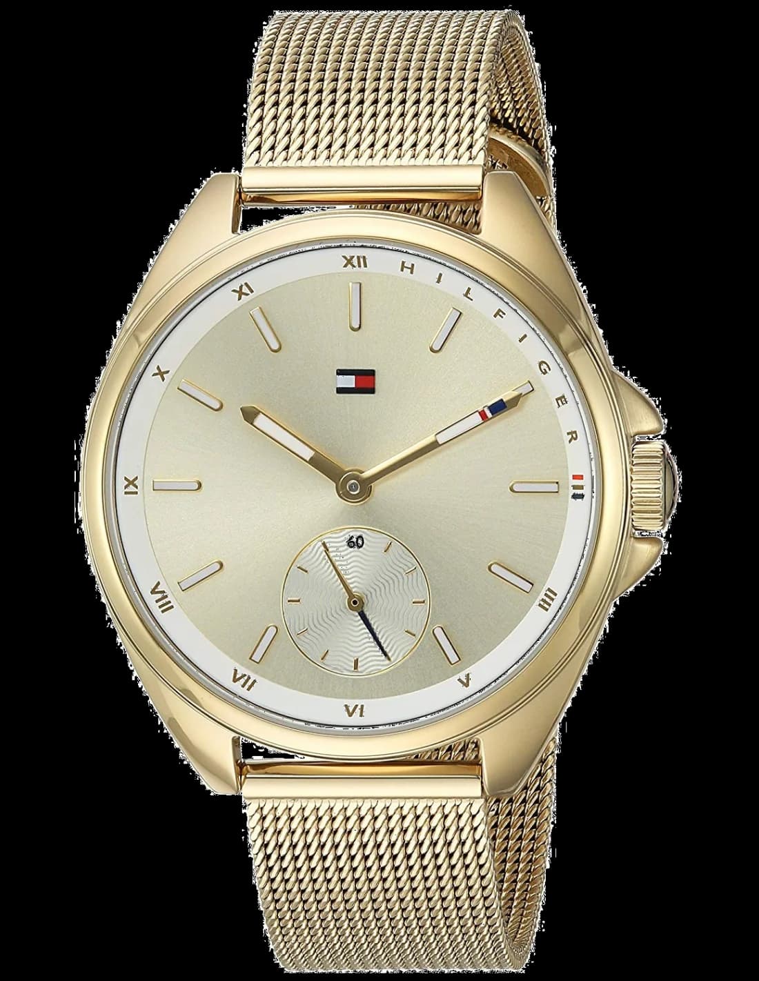 Tommy Hilfiger 1781757 montre femme, cadran or et bracelet acier poli