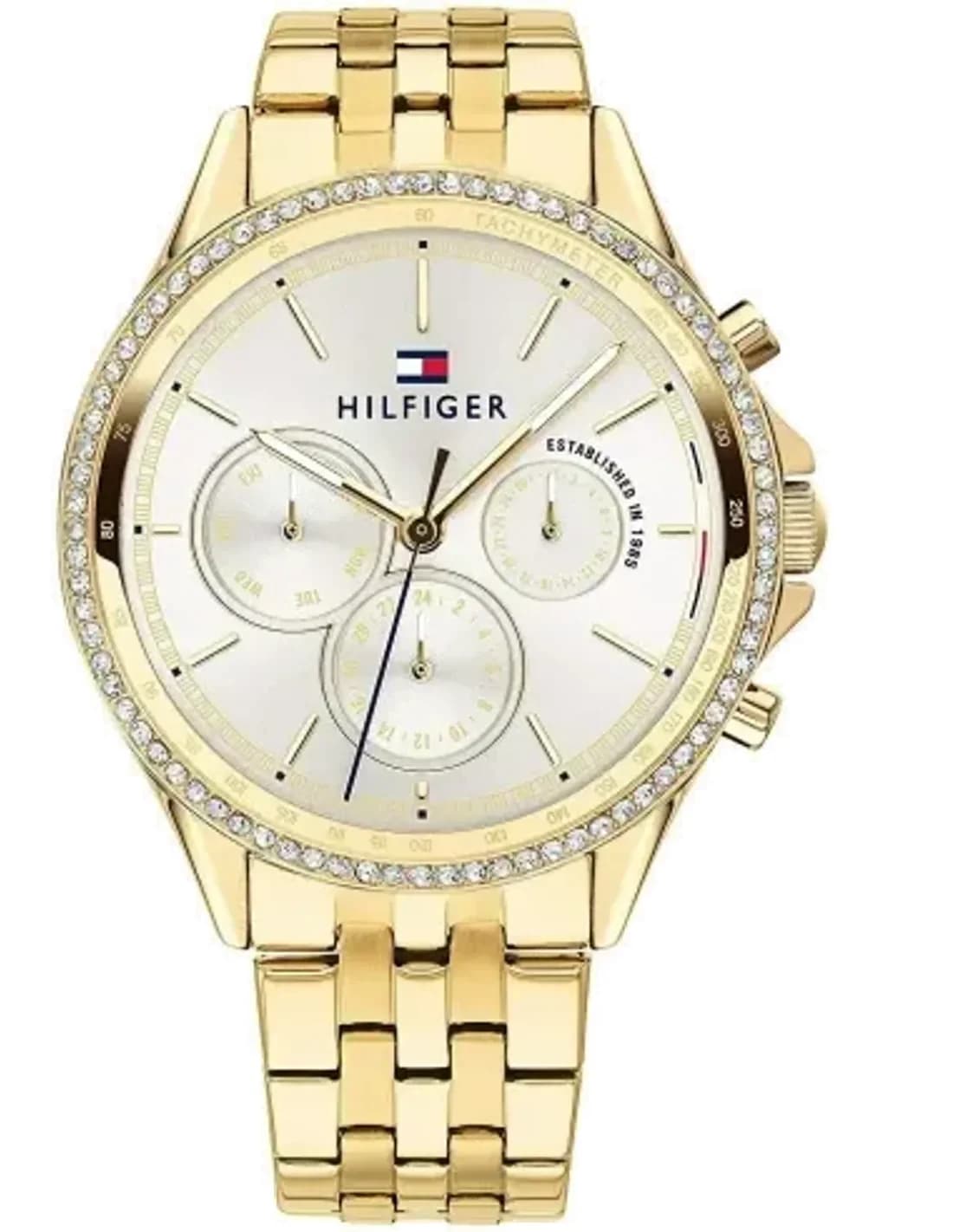Tommy Hilfiger 1781977 Crystal-Embellished Watch in Yellow Gold Steel