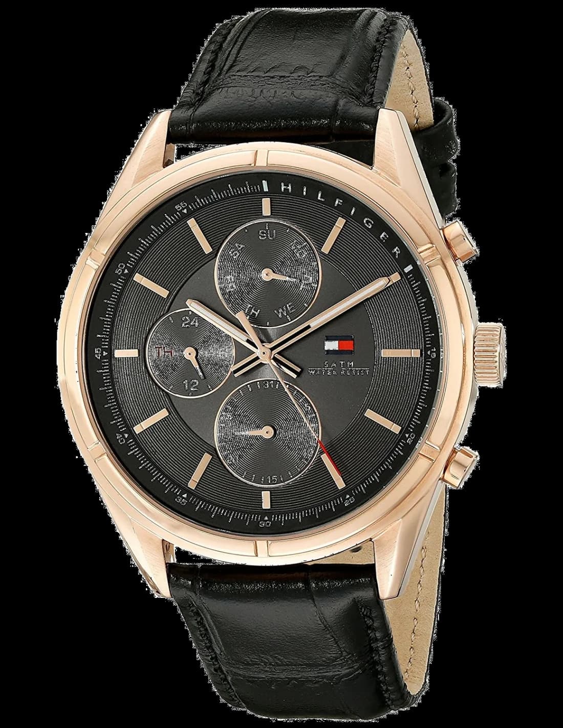 Tommy Hilfiger 1791125 montre homme, cadran noir et bracelet cuir confortable