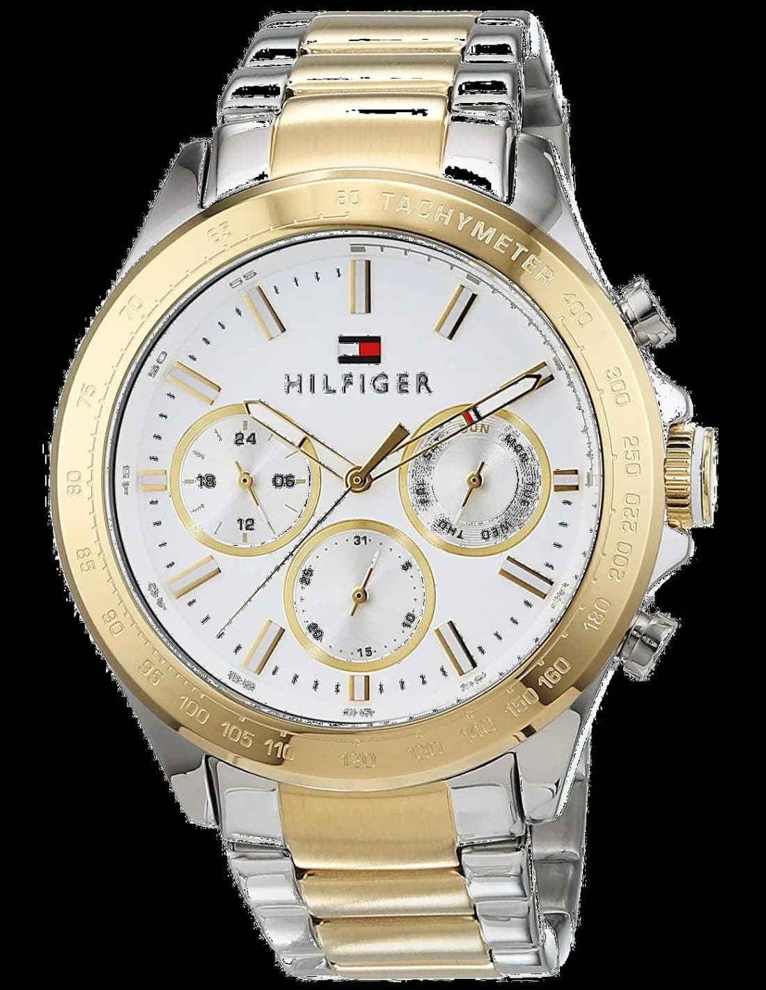 Tommy Hilfiger 1791226 montre homme, cadran argent, bracelet acier bi-ton