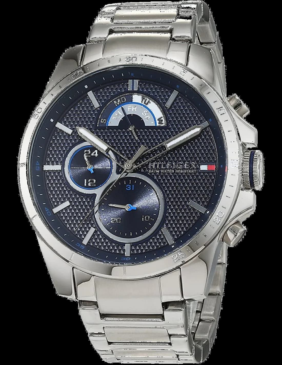 Tommy Hilfiger 1791348 montre homme, cadran bleu et bracelet acier argenté